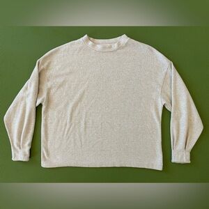 Stradivarius Beige Cream Oversized Fleece Long Sleeve Shirt